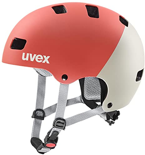 uvex kid 3 cc - robust cykelhjälm för barn - individuell storleksanpassning - optimerad ventilation - grapefruit - sand matt - 51-55 cm