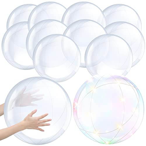 Hungdao12 Pieces Inflatable Clear Beach Ball Bulk 16 Inch 24 Inch Transparent Swimming Pool Bubble Ball for Ocean Under The Sea Hawaii Summer Luau Party DIY Favors