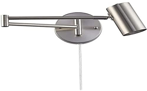 B·LED BARCELONA LED BarcellonaLED Applique da Parete con Braccio Snodato Orientabile Cromo Argentato e Cavo con Spina e Interruttore Lampada da Lettura Attacco E27 per Salone Camera da letto Testiera
