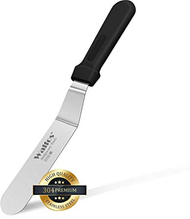 Angled Icing Spatula Cake Decorating, WALFOS Stainless Steel Blade Spatulas Baking and Pallet Knife for Cake Decorating - Multipurpose Use for Home, Bakery or Kitchen(15 cm)