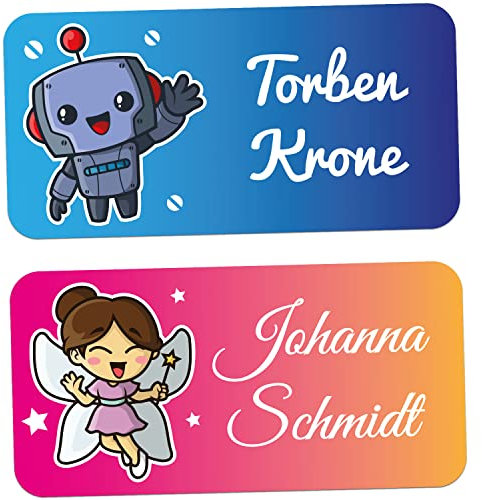 foliado® kids XXL Namensaufkleber Kinder bis zu 3-zeilig Etikett 60x30mm Sticker Namensetikett Schule Kita Kindergarten personalisierte Klebeetiketten wasserfest APD-500 (40)