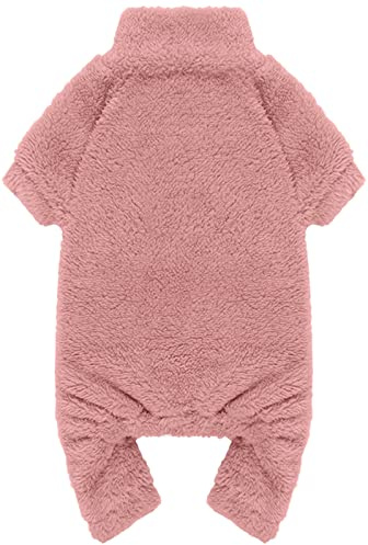 Fuzzy Dog Pajamas Turtleneck Pet Clothes Warm Soft Cozy Lightweight Pet Pjs Dog Sweaters for Small Dogs(Pink-XXS)