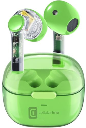 cellularline | FINE Trasparente | Auricolari Bluetooth TWS Wireless In-Ear a Capsula con Custodia di Ricarica - Play time di 10 ore - Fast Pairing - Controlli touch e Auto Pairing