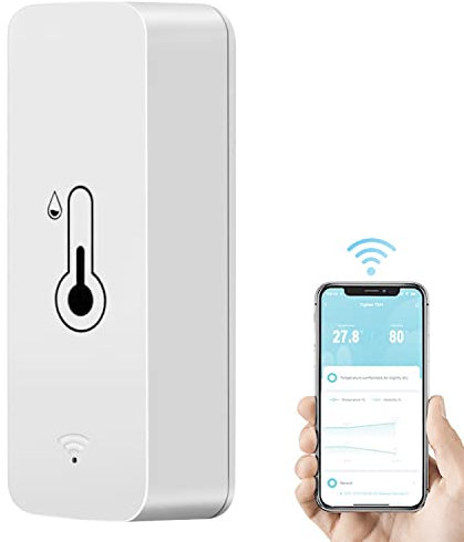 Towwoo Monitoraggio della Temperatura di Umidità WiFi,Sensore Wireless di Temperatura e Umidità Interni,Termometro Igrometro Intelligente per Monitor Remoto e Allarme con App Tuya,Compatibile conAlexa
