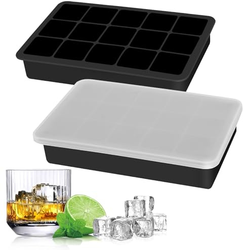 Silikon Eiswürfelform 3er Pack mit Deckel (BPA-Frei) stapelbar 500ml 3,3x 3,3x 3,3cm Eiswürfelgröße lebensmittelecht platzsparend