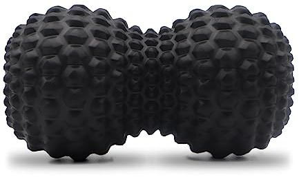 KITWILD Peanut Massage Ball, Double Lacrosse Massage Roller Ball for Deep Tissue Muscle Massage, Physical Therapy, Myofascial Release, Muscle Knots, and Yoga Therapy (Black)