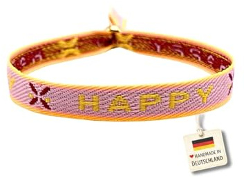happymaker Stoffarmbänder mit Statement im Boho Style für Frauen und Männer, wasserfest, handmade in Deutschland, Festival Armband