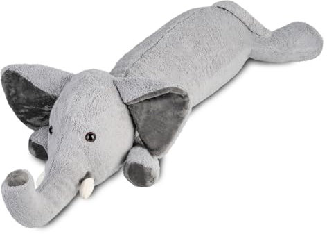 Nuffeldöns Seitenschläferkissen Elefant für Kinder, Kuschelkissen, Kuscheltier XXL Plüschtier, Stofftier, Schmusekissen, Grau 100cm