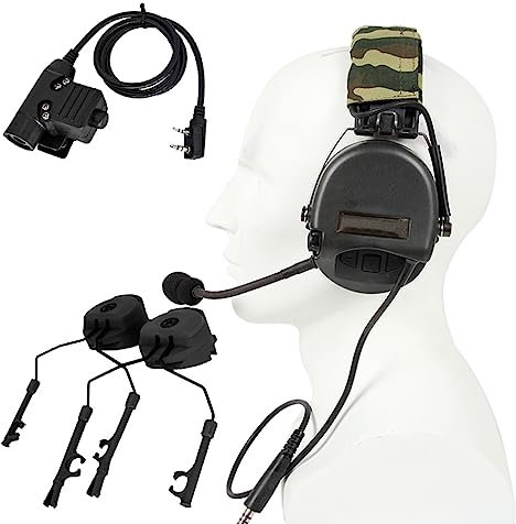 TS TAC-SKY Casque Tactique Casque Antibruit en Silicone Protection Auditive Anti-Bruit Casque De Tir (Color : BK)