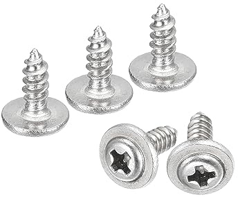 QUARKZMAN 100 Stück Linsenkopfschrauben Holz, ST2x6x5mm Kreuzschlitzkopf Selbstschneidende Schraube mit Unterlegscheibe - 304 Edelstahl Voll Gewinde Flachkopfschrauben (Silber)