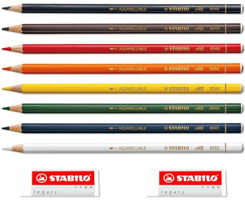 STABILO Farbstift für fast alle Oberflächen alle 8er Pack + 2 Legacy Radiergummis