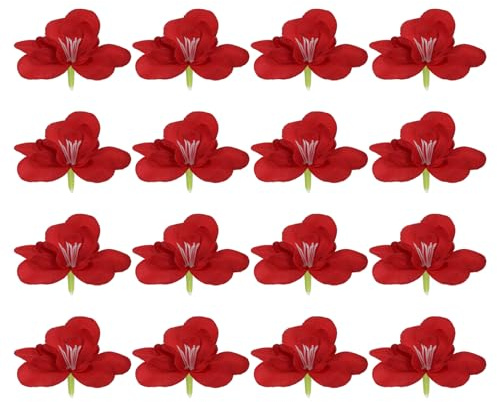 PATIKIL Petalo Orchidea Artificiali 16pz Finta Orchidea Fiore Testa Finto Farfalla Fiori Artigianato per Casa Matrimonio Decorazione Rosso