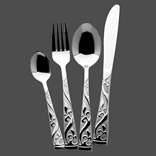 Besteck-Sets, 4-teilig, Vintage-Western-Stil, vergoldetes Geschirr, Tafelgabel, Messer-Set, goldenes Besteck-Set, Edelstahl, Gravur, Geschirr, Edelstahl (Gold)