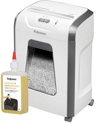 Fellowes Destructeur de Document FS-12C, destructeur de Papier avec agrafes & Huile pour Destructeur De Papier Coupe Croisée Et Micro Coupe, 355ml