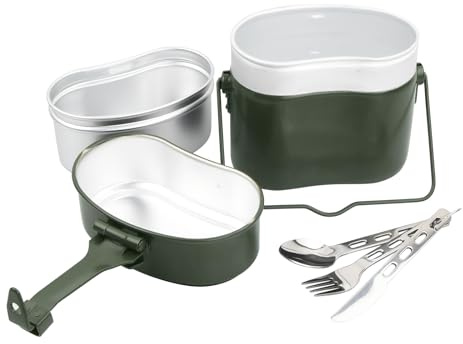 Rapidbok Ustensiles de Cuisine de Camping en Aluminium Durable,Kit de Casseroles Camping Poêlé en Aluminium,Vaisselle d'extérieur en Aluminium,Ensemble de Vaisselle de Camping