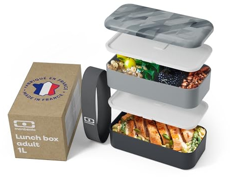 monbento - Brotdose MB Original - Bento Box Erwachsene - Jausenbox 2 Fächer Auslaufsicher - Mikrowelle & Spülmaschinengeeignet - BPA-frei - Meal Prep Lunchbox - Graphic Dimensions