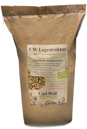 Carl Wolf Legestruktur - 20 kg - Alleinfuttermittel für Legehennen & Hühner - mit Karotte & Oregano - enthält wichtigen Nährstoffe