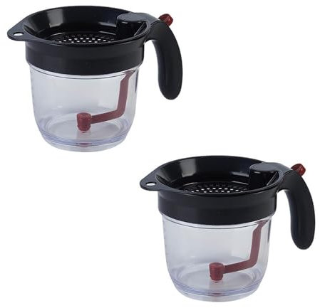 Fettabscheider für Soßen, Ölabscheider, Messbecher, Lebensmittelsieb, Küchenfettabscheider mit Bodenabgabe, klare Fetttrenner, Skala, Fettabschäumer für Küche, Tee, Kaffee, 2 Stück