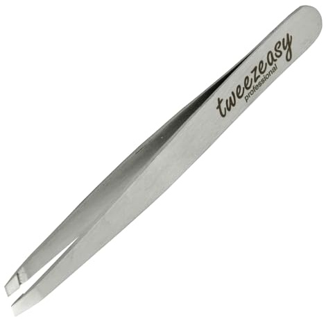 Pinzetta Sopracciglia Professionale con Punta Obliqua e Custodia in PVC - Tweezeasy