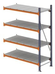 kaiserkraft | Weitspannregal | Feldlast 1600 kg | mit Stahlblechböden | HxBxT 2500 x 1400 x 800 mm | Anbauregal