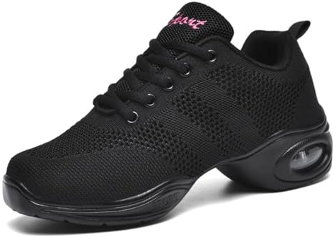 Hixingo Zapatillas de Deporte Jazz para Mujeres, Zapatos de Baile Antideslizantes Baile Sneaker Ligeros y Transpirables para Fitness y Entrenamiento de Danza