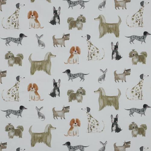 Keine Meterware, Stoffe zum Nähen, Stoff für Kinder, 100% Baumwolle: 0,5m Baumwollstoff mit Tiere - mit Hunde, wie Dackel, Afghane, Dalmatiner, Bulldogge, Schnauzer - Tier Kinderstoff