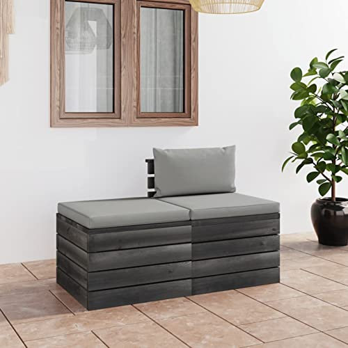 ShGaxin 2-TLG. Garten-Sofagarnitur aus Paletten mit Kissen, Lounge Gartenmöbel Set, Möbelsets, Balkon Möbel, Gartenlounge, Sitzgruppe, Kiefernholz