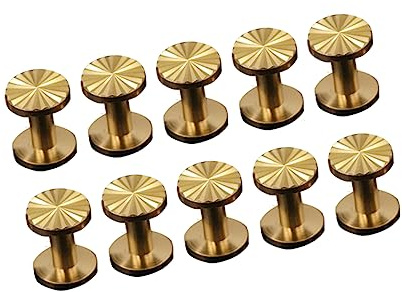 IWOWHERO 10Pcs Brass Sunflower Screw Rivets, Lightweight Leather Craft Fasteners for Belt, Wallet and Bag Repairs, Brass Finish
