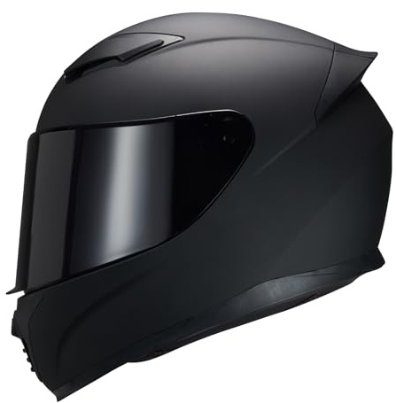 JQF Gear Full Face Motorcycle Helmet WS-607 DOT Approved Motorbike Racing Street Bike Helmets for Adults with Visor (Matte Black-B, M)