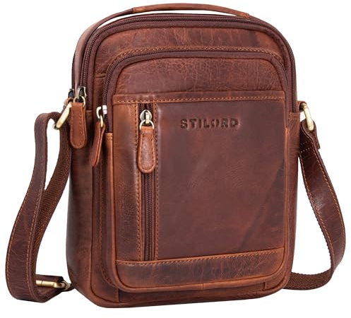 STILORD Salva Kleine Umhängetasche Herren Leder Schwarz Herrentasche zum Umhängen Crossbody Bag Ledertasche Vintage Schultertasche Männerhandtasche Messenger Bag 8 Zoll Tablet