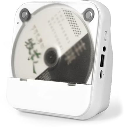 MDXHKK Speaker Bluetooth CD CD, Supporto per Lettore CD CD USB FM Stereos Radios, Portatile Bluetooth Boomboxes, Altoparlanti Ricaricabili con Copertura per Polvere,White