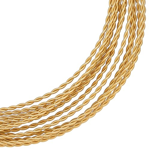 BENECREAT Alambre trenzado redondo para joyas, 3 m, 1,2 mm, latón resistente al deslustre, para la fabricación de collares, pulseras y proyectos hechos a mano, color dorado
