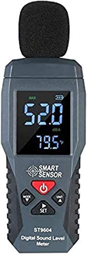 ZHANGXABN Sonómetro portátil, decibelímetro LCD, minimedidor de Ruido Digital, comprobador de decibelios, Alarma de decibelios, con Alarma de luz roja y Negra y Alarma Sonora, Rango de 30 a 130 dBA.
