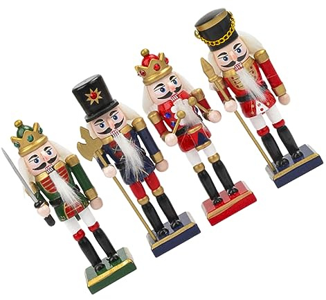 Ciieeo 4pcs Wooden Nutcracker Christmas Ornament of Xmas Wooden Nutcracker Decor for Tabletop Home Party Christmas Tree Ornaments