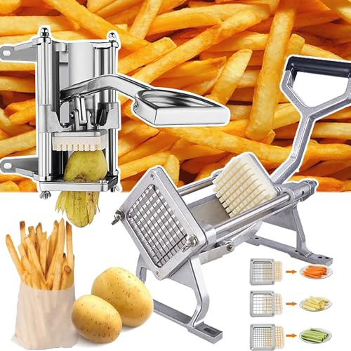 DEEguess Electric Potato Cutter, Stainless Steel Potato Chipper, With 3 Replaceable Blades(6mm/10mm/13mm), For Potatoes,Carrots,Cucumbers,Onion