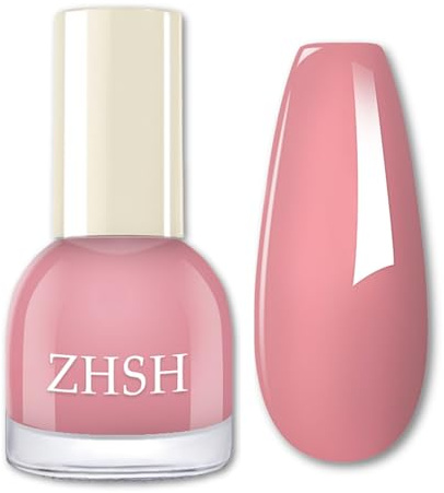 Pink Nail Polish - Nude Nail Polish - 15ML Long Lasting Vegan Quick Dry Nail Varnish - Breathable Waterproof Natural Nail Varnish - Chip Resistant No UV Light Needed