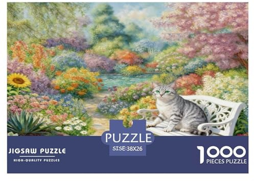 Puzzle Chat American Shorthair 1000 Pièces pour Adultes Et Enfants, Jeu De Société Convivial, Casse-tête Buisson Fleuri, Home Decor, Cadeau Anniversaire 38x26cm/1000pcs