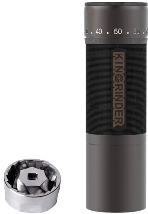 KINGrinder K7 Manual Coffee Grinder, Bent Handle, Magnetic & Clip Powder Catcher, Pro‑Level 7‑Edge Stainless Steel Conical Burr, 30–35g Capacity