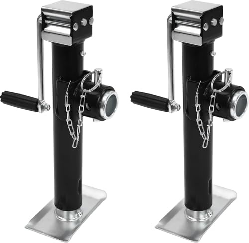 KKVUIIFF - 2 soportes de apoyo, soporte para remolque, altura ajustable, gato de manivela para levantar objetos pesados