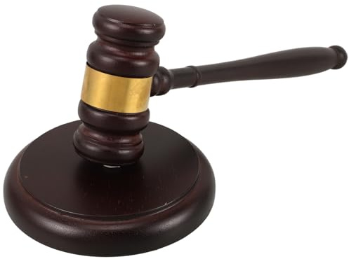 STOBAZA Mazo y Bloque de Madera Maciza para Subastas y Jueces, Martillo de Abogado Profesional, Juego de Mazo y Bloque Base, Herramienta para Sala de Tribunal y Reuniones Legales