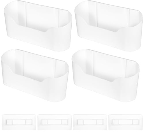 HETYYAEKQ Set med 4 självhäftande köksorganisatörer för skåpdörr, vit, för små föremål, köksprylar, väggförvaring, kylskåp, badrum