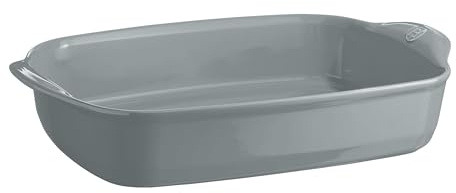 Emile Henry Grand Plat Rectangulaire Ultime – Pour 10 à 12 Personnes – Céramique Haute Résistance – Cuisson Homogène et Service du Four à la Table – Coloris Perle – Fabriqué en France