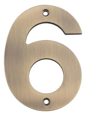 100mm Numerals Door Numbers, Durable, Weather Resistant, for Indoor and Outdoor Use, House, Building and Office Signage (Antique Brass, Number 6/9)