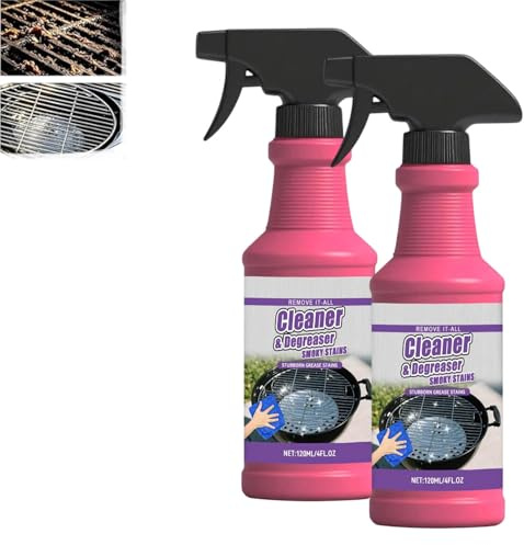 Fast-Acting Heavy-Duty Grill Degreaser Spray,Bbq Grill Cleaner,Grate Cleaner/BBQ Cleaning Spray,Removes Grease, Dirt & Residue from Barbecue Cooking Grates,Grease Remover for Air Fryer Ovens (2PC)