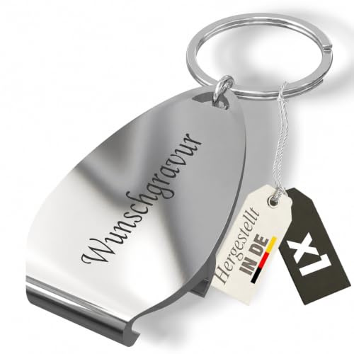 Gravurtastisch Flaschenöffner personalisiert mit Gravur - Bieröffner mit Wunschtext - Geschenk für Papa und Männer - Vatertag Hochzeit Gastgeschenk - Edelstahl (1)