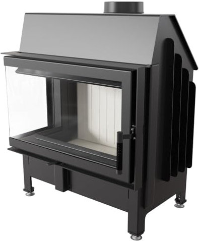 KRATKI Kamineinsatz ZIBI Links 11kW - Kaminkassette - Holzkamin - 2.BImSchV 15a B-Vg - Lufteinlass 125mm - Cremefarbe Kaminverkleidung - Hersteller KRATKI