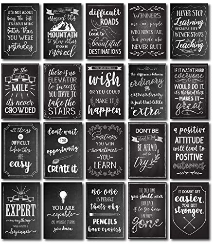 Motivationsposter im Kreidetafel-Design, inspirierende, positive Zitate für Schule, Klassenzimmer, Wanddekoration, Schild, Wachstumsmindset-Poster, Lehrerbedarf, Pinnwände, 33 x 48 cm, 20 Stück