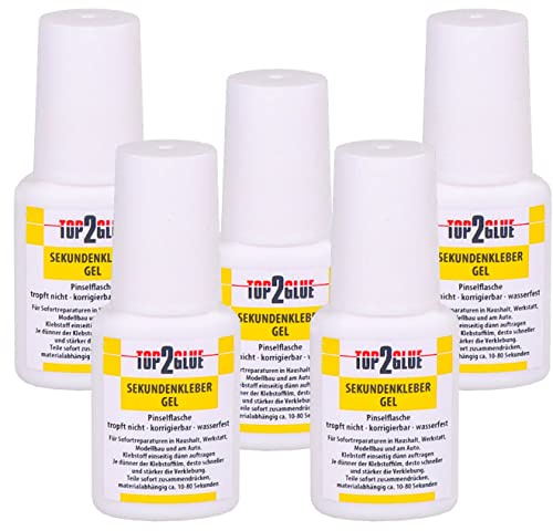 NailGlue Pro Nagelkleber 10g Pinselflasche | extra starker Sekundenkleber Gel für Nageltips, Gel Nägel, Press On Nails, Fingernägel zum Aufkleben | TOP2Glue Profi Nail Glue für Kunstnägel (5 Flaschen)