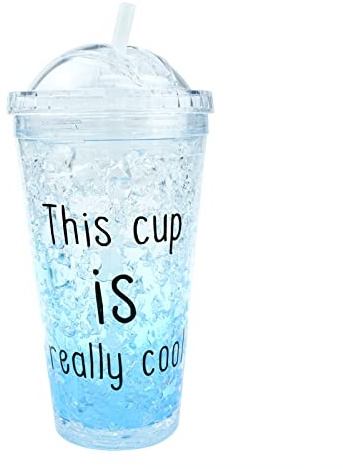 inheming Strohbecher Trinkbecher Trinkflasche 450ml Plastik Becher mit Strohhalm und Deckel Wiederverwendbare Doppelwandiger Reisebecher