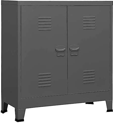 vidaXL Lagerschrank Industrial Büroschrank Beistellschrank Aktenschrank Metallschrank Stahlschrank Standschrank Schrank Anthrazit Stahl
